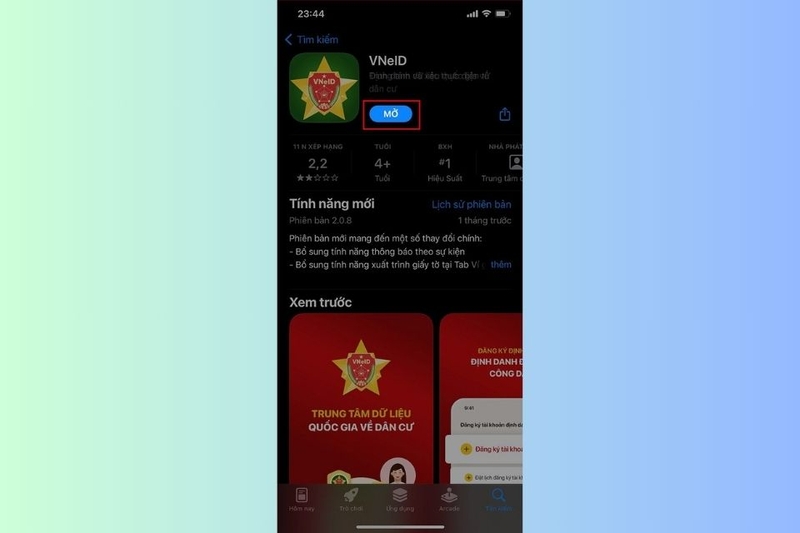 Khởi chạy ứng dụng VNeID trên thiết bị mới