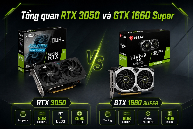 Tổng quan RTX 3050 và GTX 1660 Super