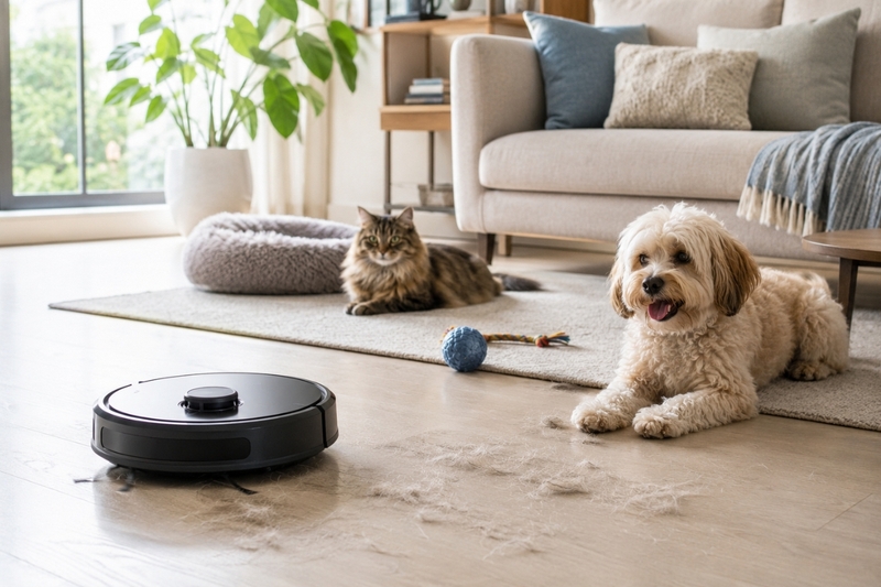 Robot hút bụi có hút được lông chó mèo không - 1