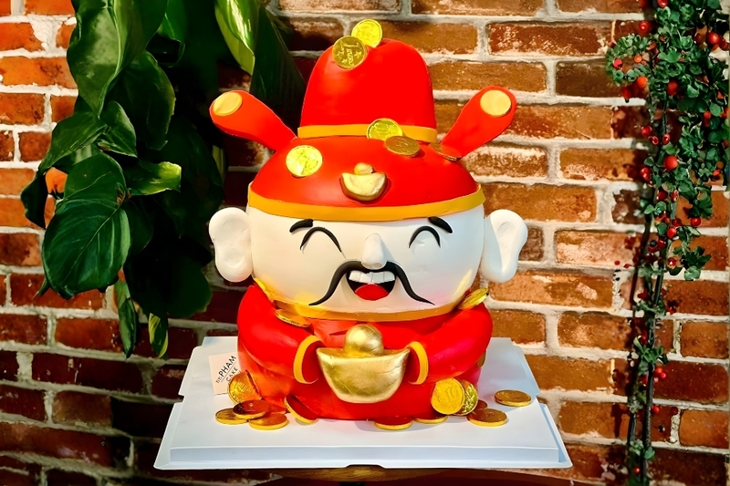 Bánh kem thần tài hình tượng ông thần tài