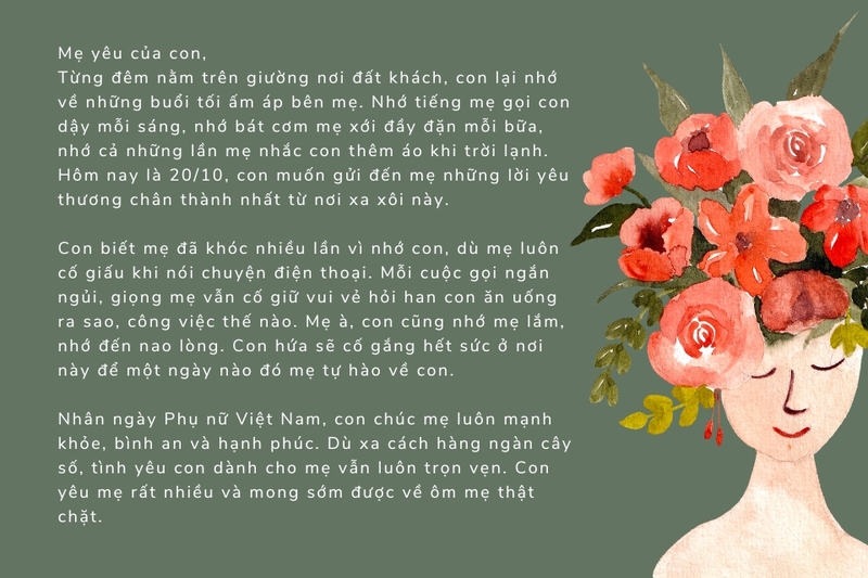 Thư tặng mẹ từ con xa nhà