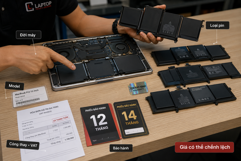 Vì sao giá thay pin MacBook chênh lệch