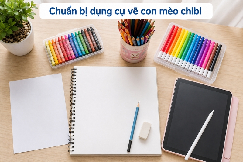 Cách vẽ con mèo chibi - 1