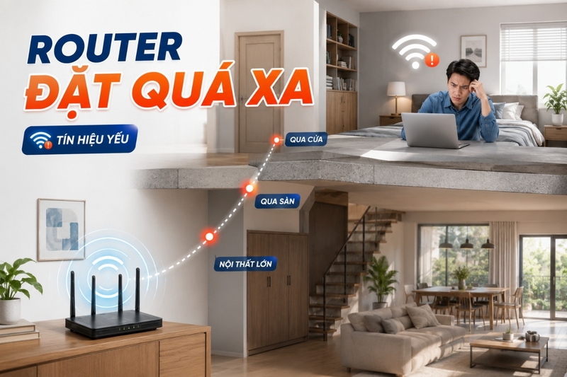 Tại sao WiFi chậm: Router đặt quá xa thiết bị