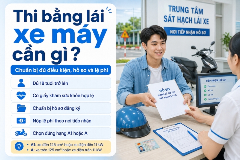 Thi bằng lái xe máy cần gì
