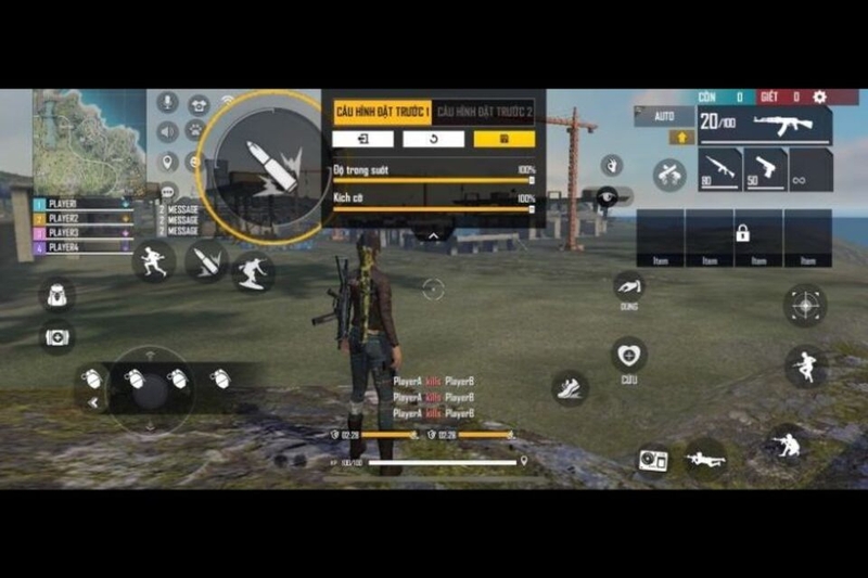 Tuỳ chỉnh độ trong suốt và kích thước nút Bắn