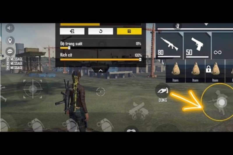 Tuỳ chỉnh độ trong suốt và kích thước nút “Jump”