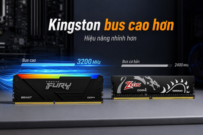 Về hiệu năng và tốc độ Bus: Kingston nhỉnh hơn về Bus cao