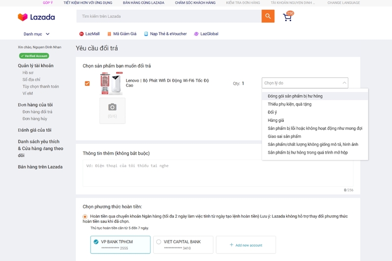Cách đổi trả hàng Lazada nhanh nhất 2026 (3)
