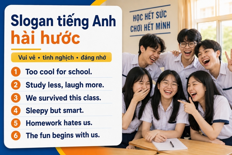 Slogan tiếng anh ngắn gọn cho lớp hài hước