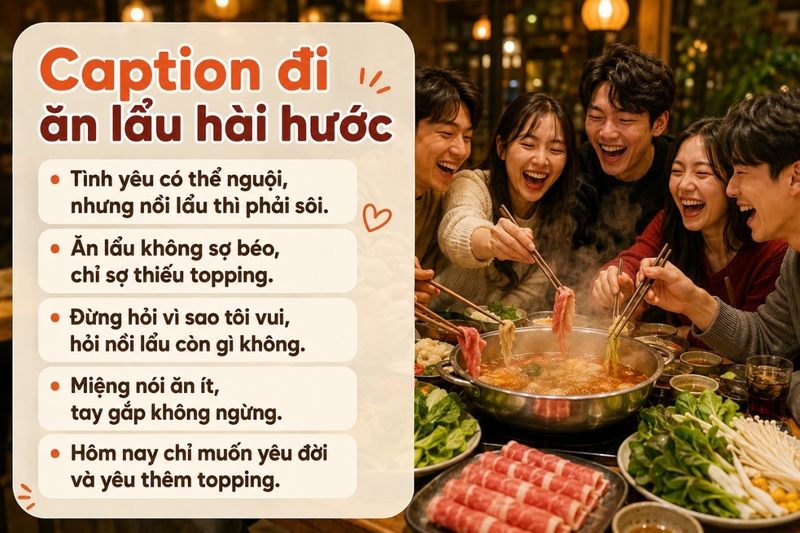 Caption đi ăn lẩu hài hước