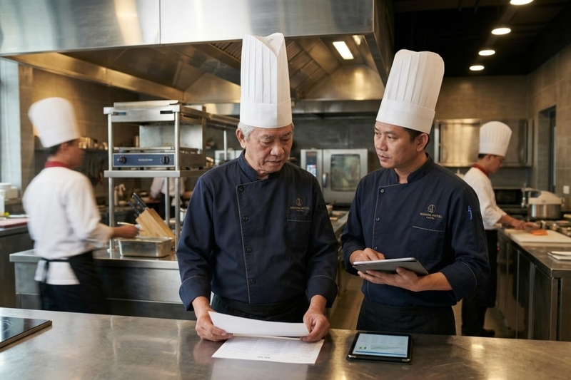 "Sous chef" (phó bếp trưởng) đứng ngay dưới head chef trong hệ thống phân cấp