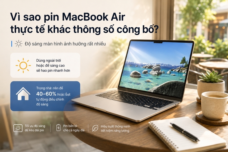 Độ sáng màn hình ảnh hưởng rất nhiều
