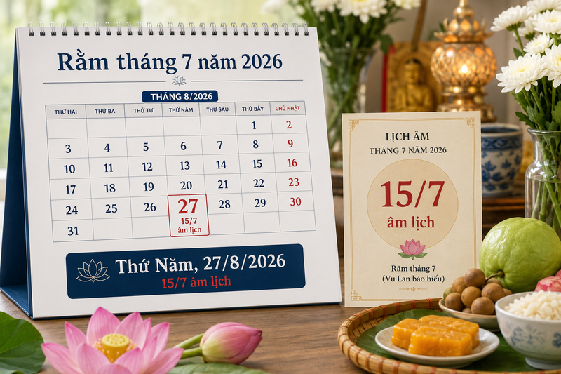 Rằm tháng 7 năm 2026 vào ngày nào?