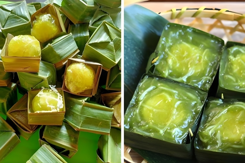 Một chiếc bánh xu xê chuẩn vị Hà Nội thường được gói vuông vắn trong lớp màng mỏng