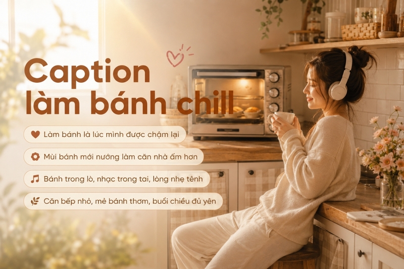 Caption làm bánh chill