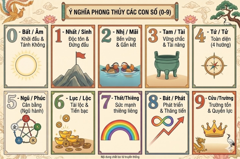 Ý nghĩa các con số 0-9 theo phiên âm tiếng Hán nôm