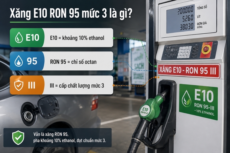 Xăng E10 RON 95 mức 3 là gì?