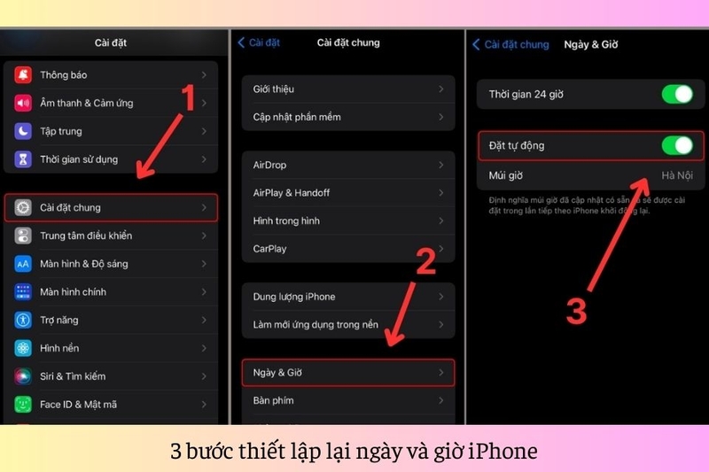 3 bước thiết lập lại ngày và giờ iPhone