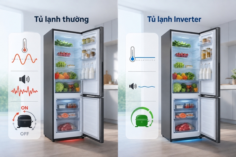 Tủ lạnh Inverter khác gì tủ lạnh thường