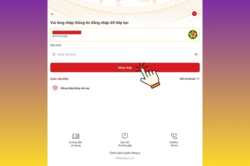 Đăng nhập vào ứng dụng VNeID