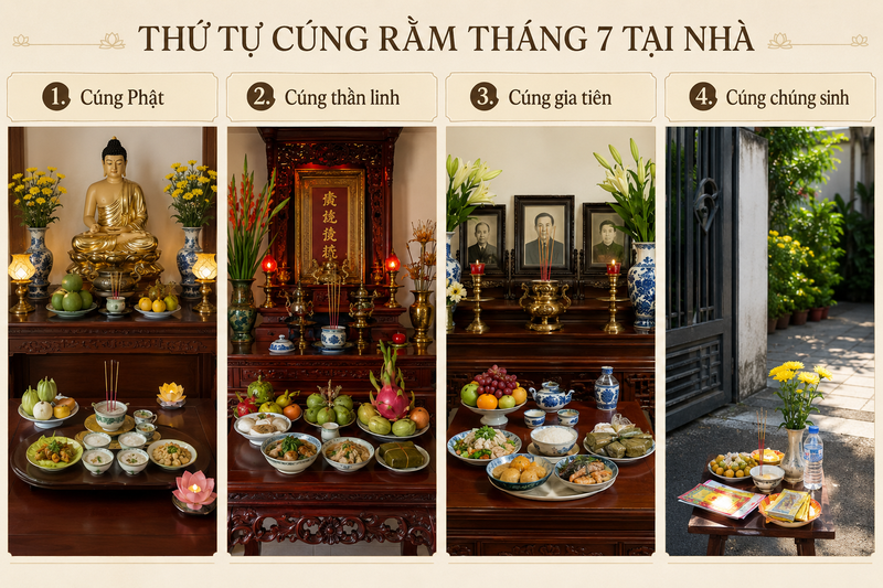 Thứ tự thực hiện lễ cúng rằm tháng 7 tại nhà