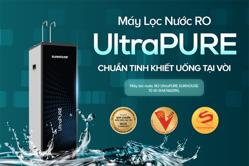 Máy lọc nước nóng lạnh RO Hydrogen Sunhouse SHA76620KL 10 lõi
