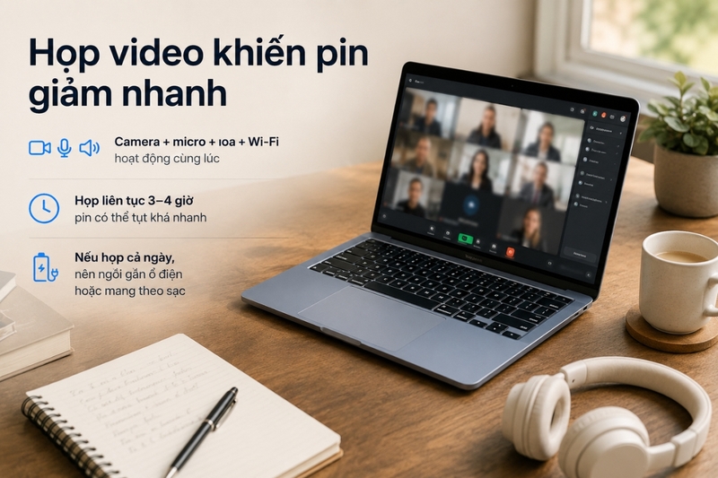 Họp video khiến pin giảm nhanh