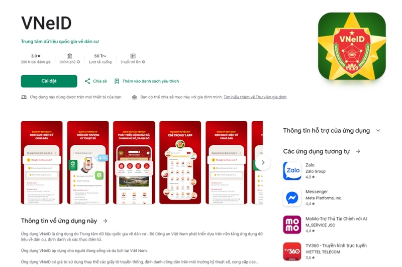 Cài đặt ứng dụng VNeID