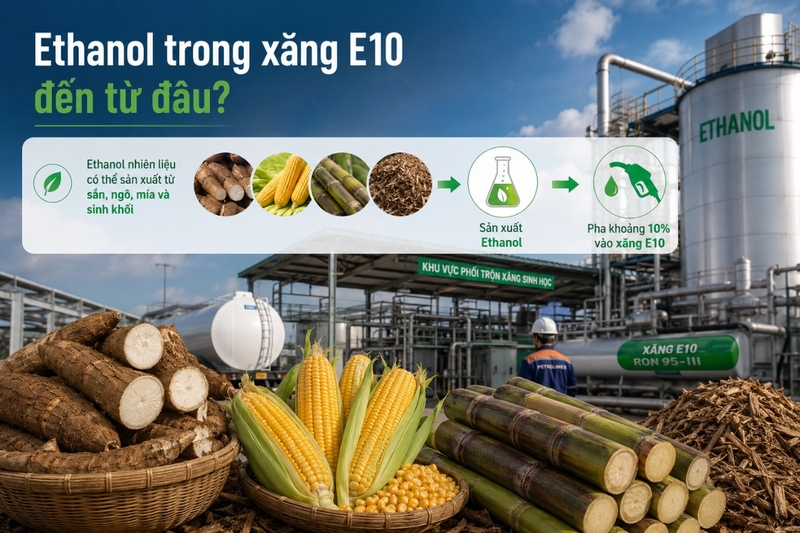 Ethanol trong xăng E10 đến từ đâu?
