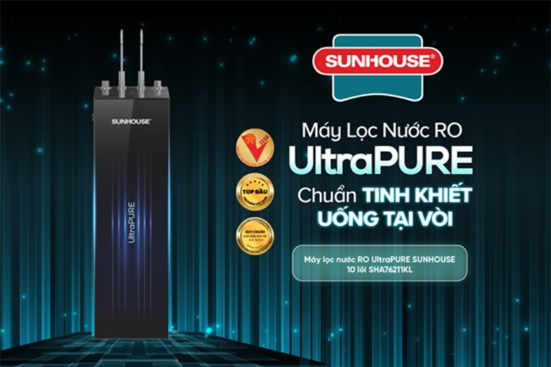 Máy lọc nước nóng lạnh RO Hydrogen Sunhouse SHA76211KL 10 lõi