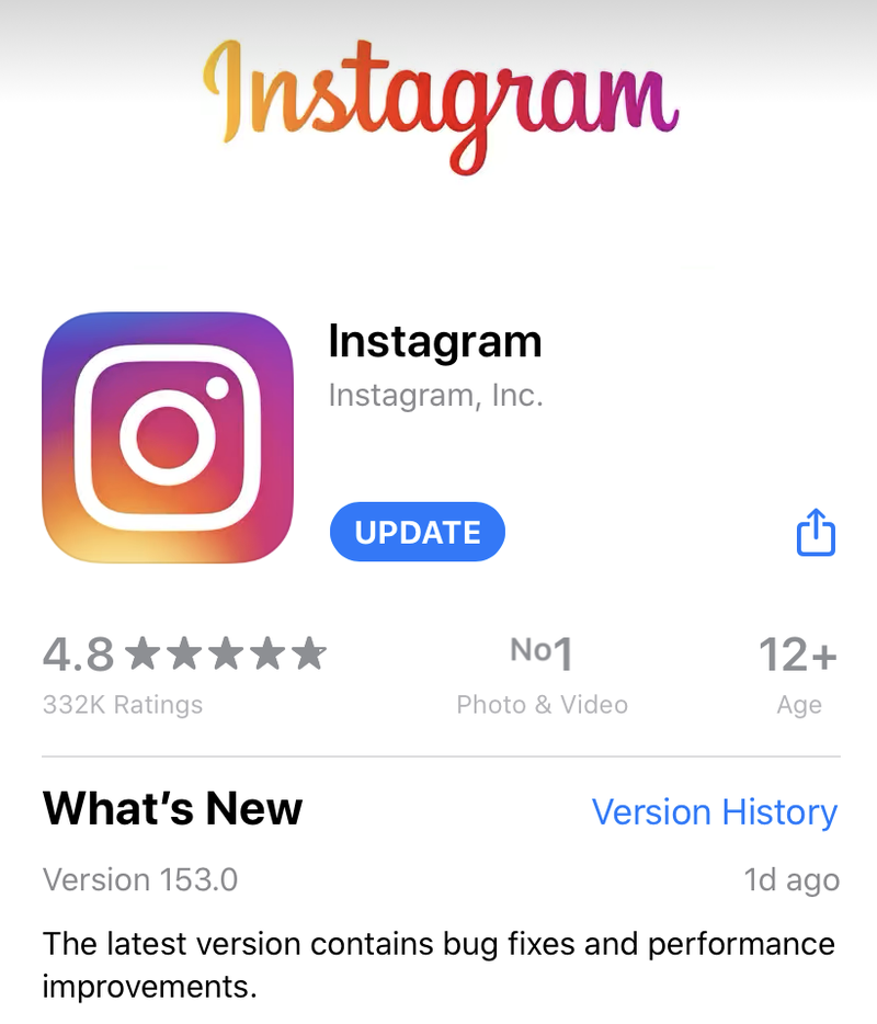 Cập nhật Instagram lên phiên bản mới nhất