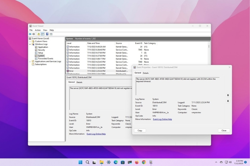 Cấu trúc tổ chức nhật ký trong Event Viewer