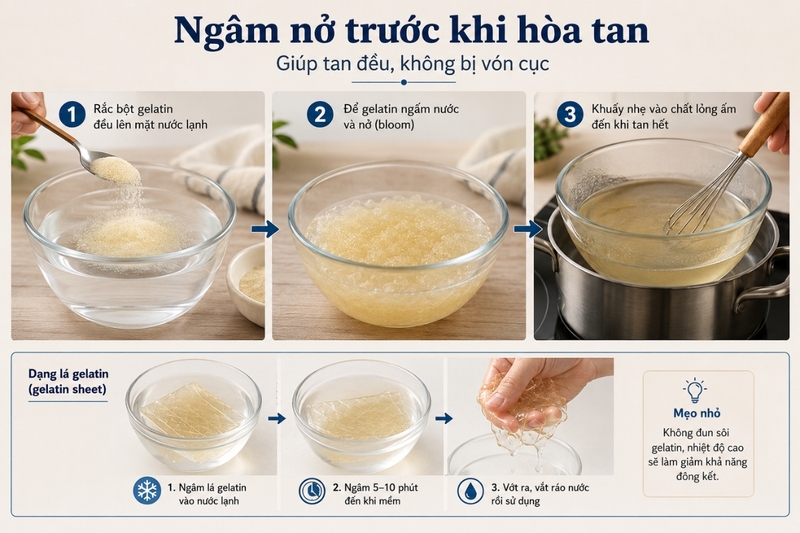Cách dùng gelatin đúng để không bị vón cục (1)