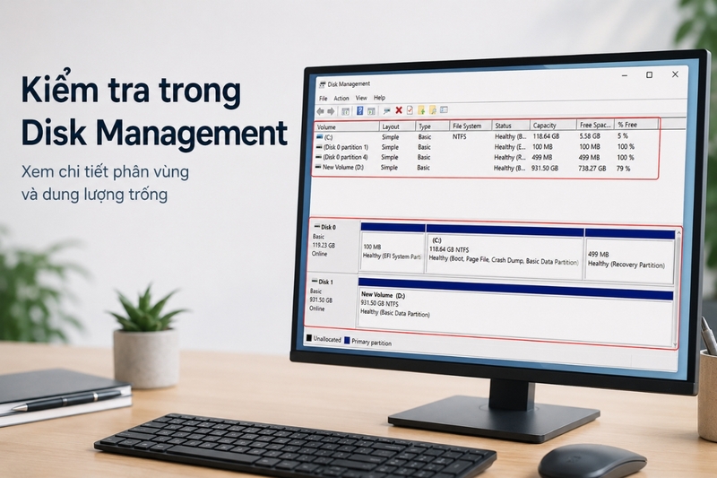 Kiểm tra trong Disk Management