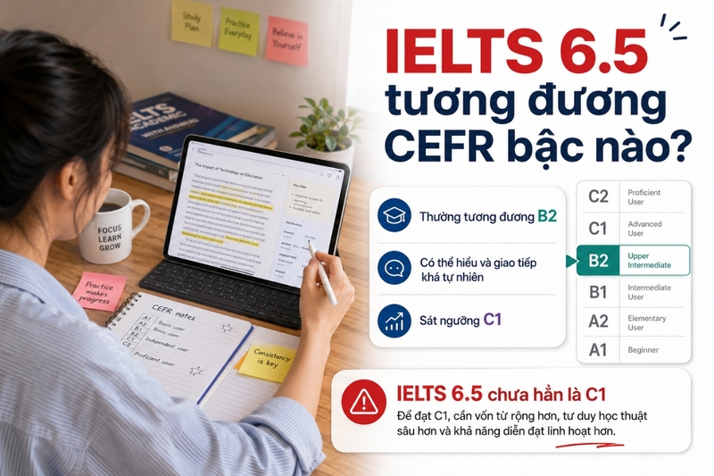 IELTS 6.5 tương đương CEFR bậc nào