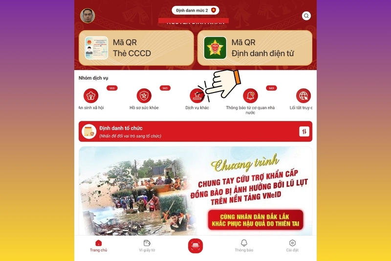 Trên giao diện chính của ứng dụng, bạn tìm đến mục “Dịch vụ khác”