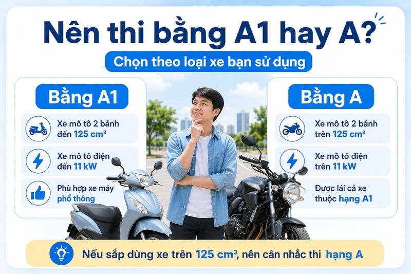 Nên thi bằng A1 hay A?