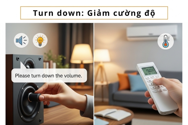 Turn down với nghĩa giảm cường độ