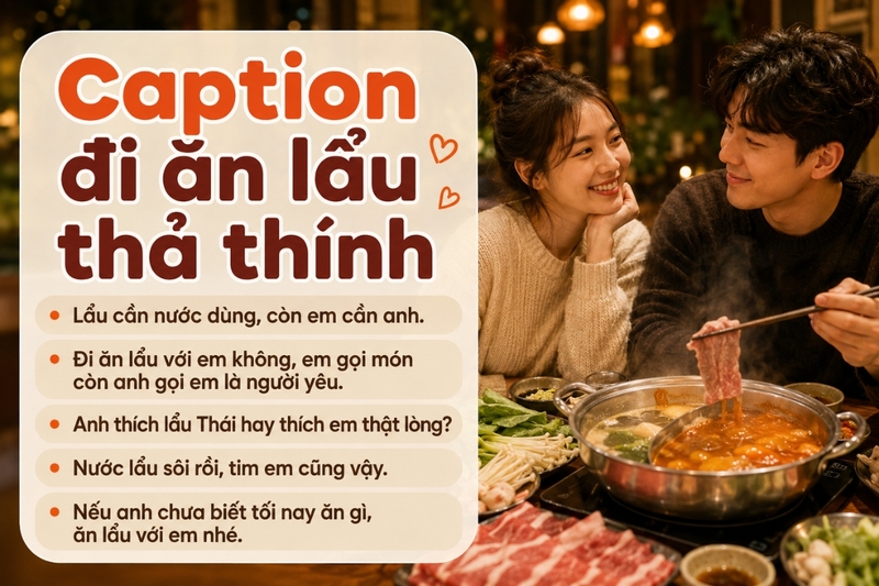 Caption đi ăn lẩu thả thính
