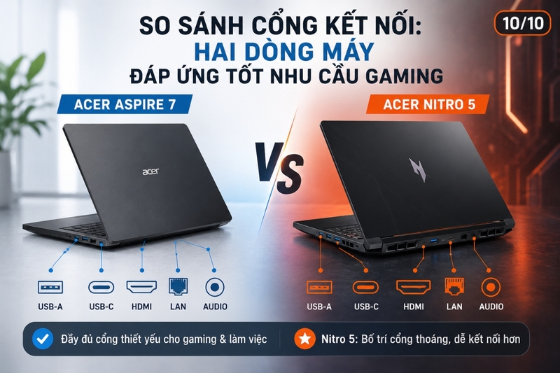 So sánh cổng kết nối: Hai dòng máy đáp ứng tốt nhu cầu gaming