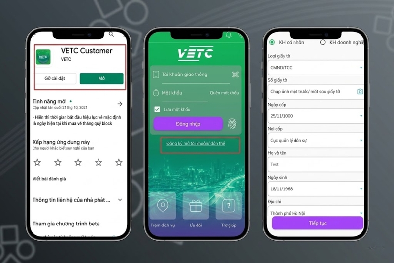 Đăng ký online qua ứng dụng VETC
