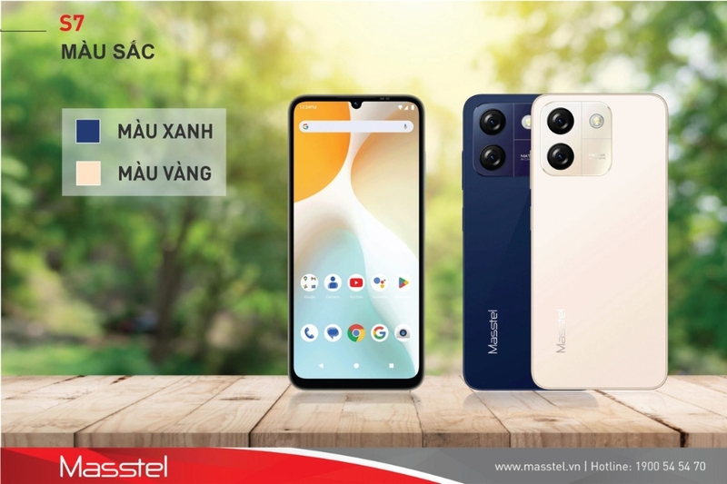 Masstel S7 sở hữu thiết kế hiện đại, sang trọng với mặt lưng nhựa hoàn thiện giả kính bóng bẩy
