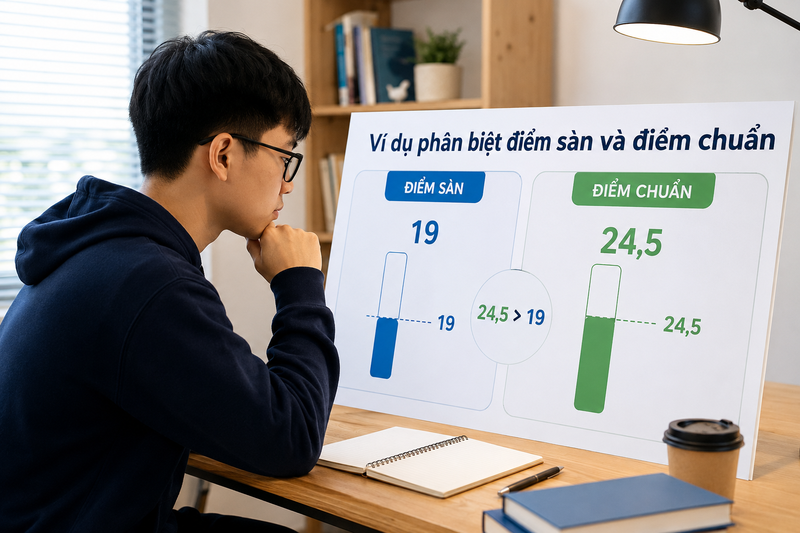 Ví dụ phân biệt điểm sàn và điểm chuẩn