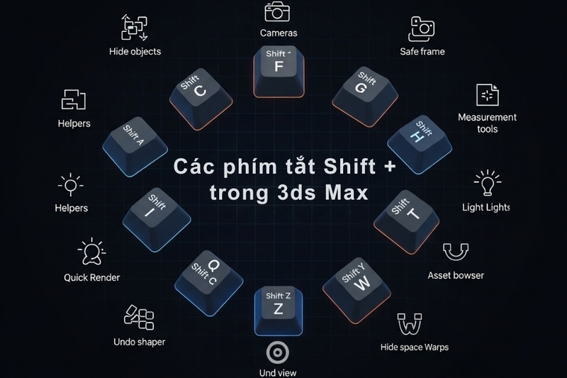 Các phím tắt Shift + trong 3ds Max