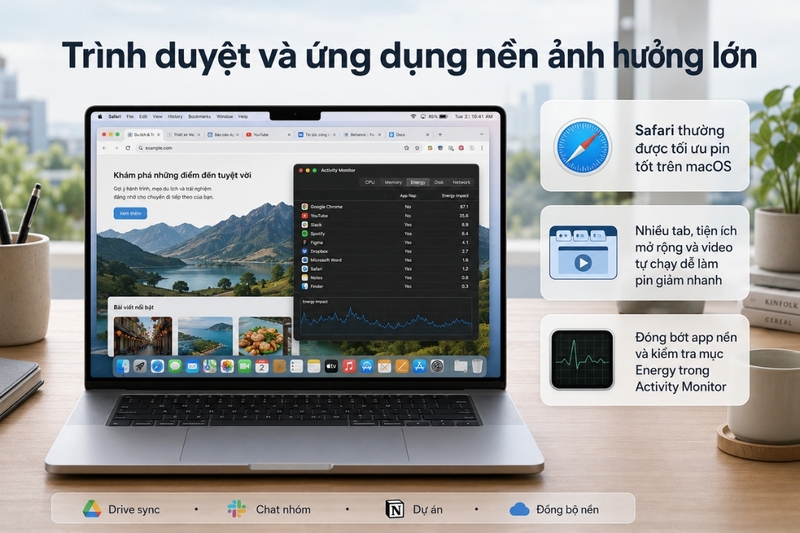 Trình duyệt và ứng dụng nền ảnh hưởng lớn