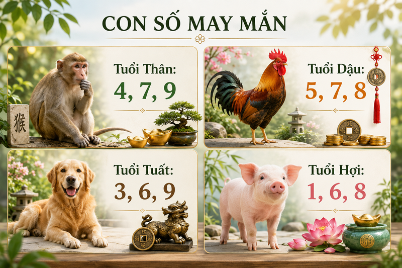 Con số may mắn của tuổi Thân, Dậu, Tuất, Hợi