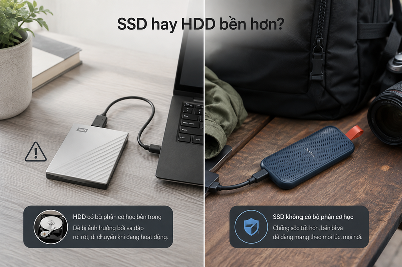Ổ cứng di động hay SSD bền hơn