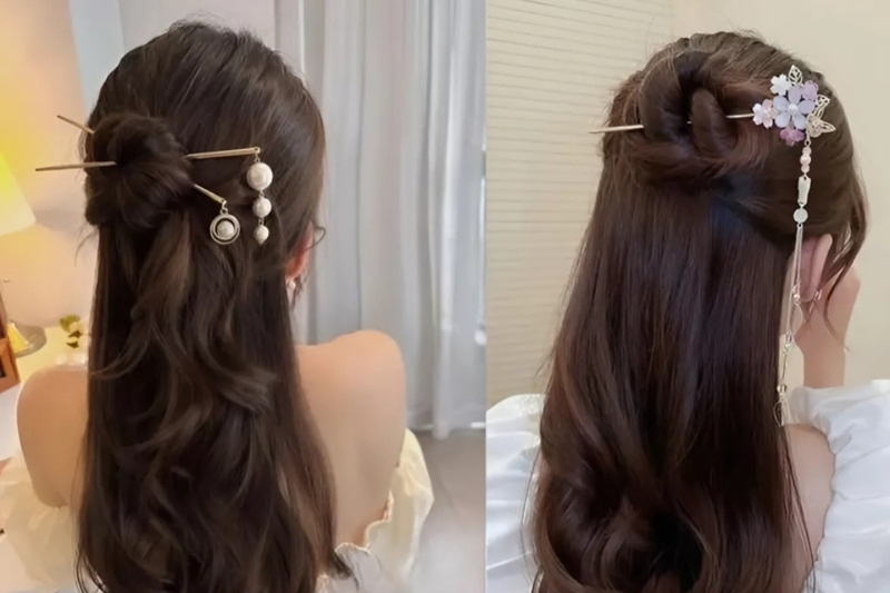 Cách búi tóc bằng trâm (4)