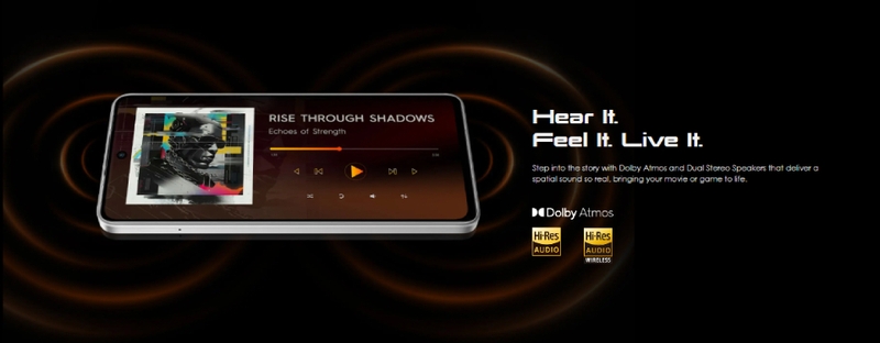 Hệ thống âm thanh stereo speakers với Dolby Atmos và Hi-Res Audio